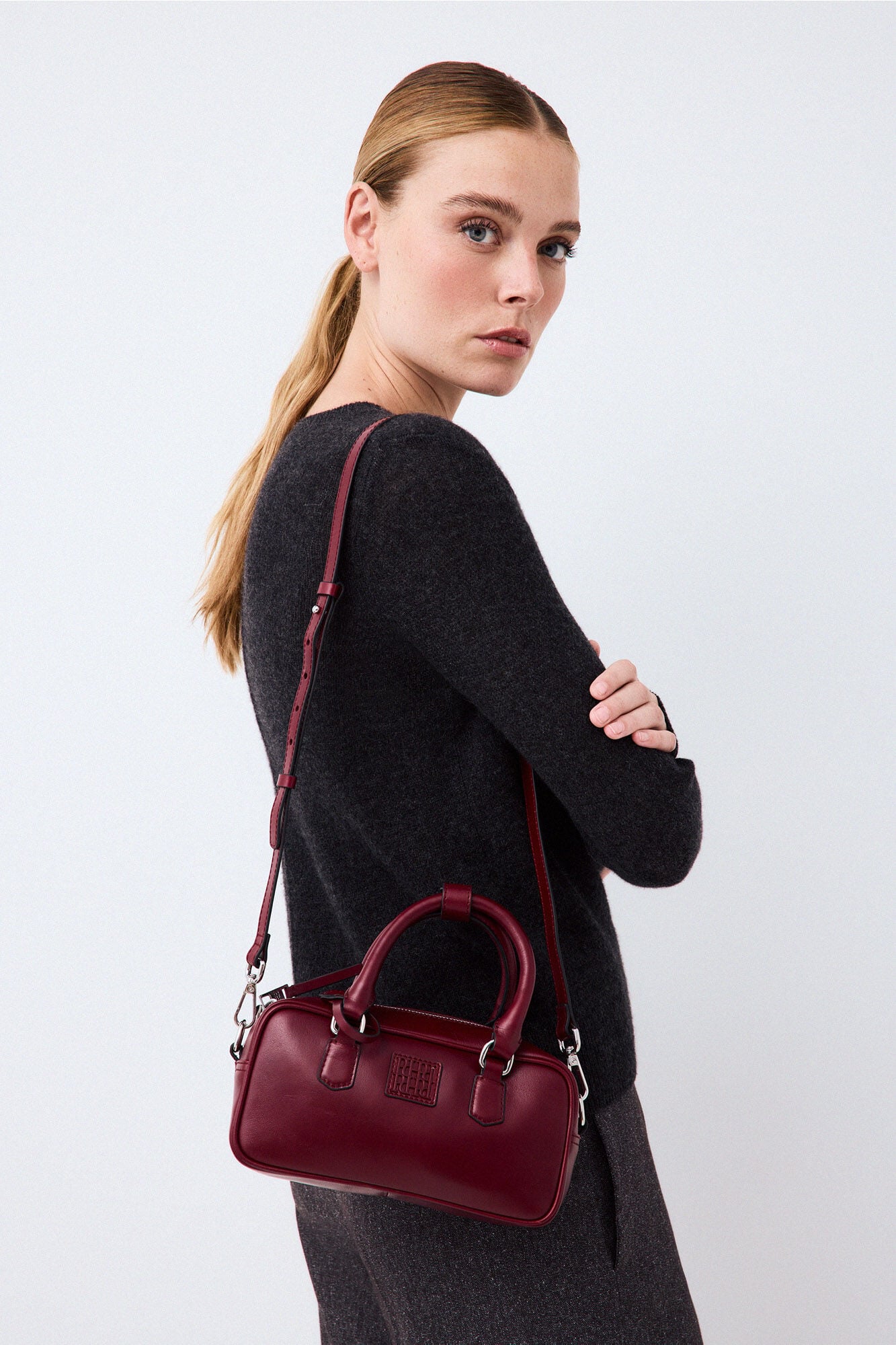 Pedro del Hierro Leather mini bowling bag