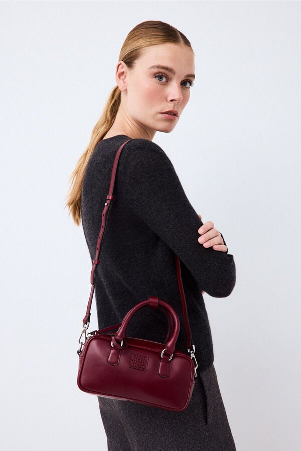 Pedro del Hierro Leather mini bowling bag Red