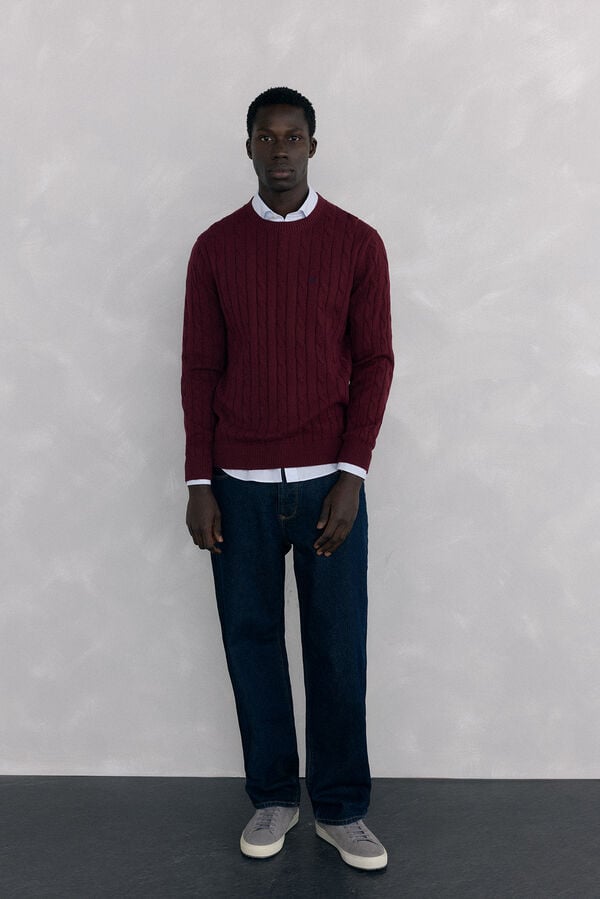 Pedro del Hierro Cotton and cashmere sweater Burgundy