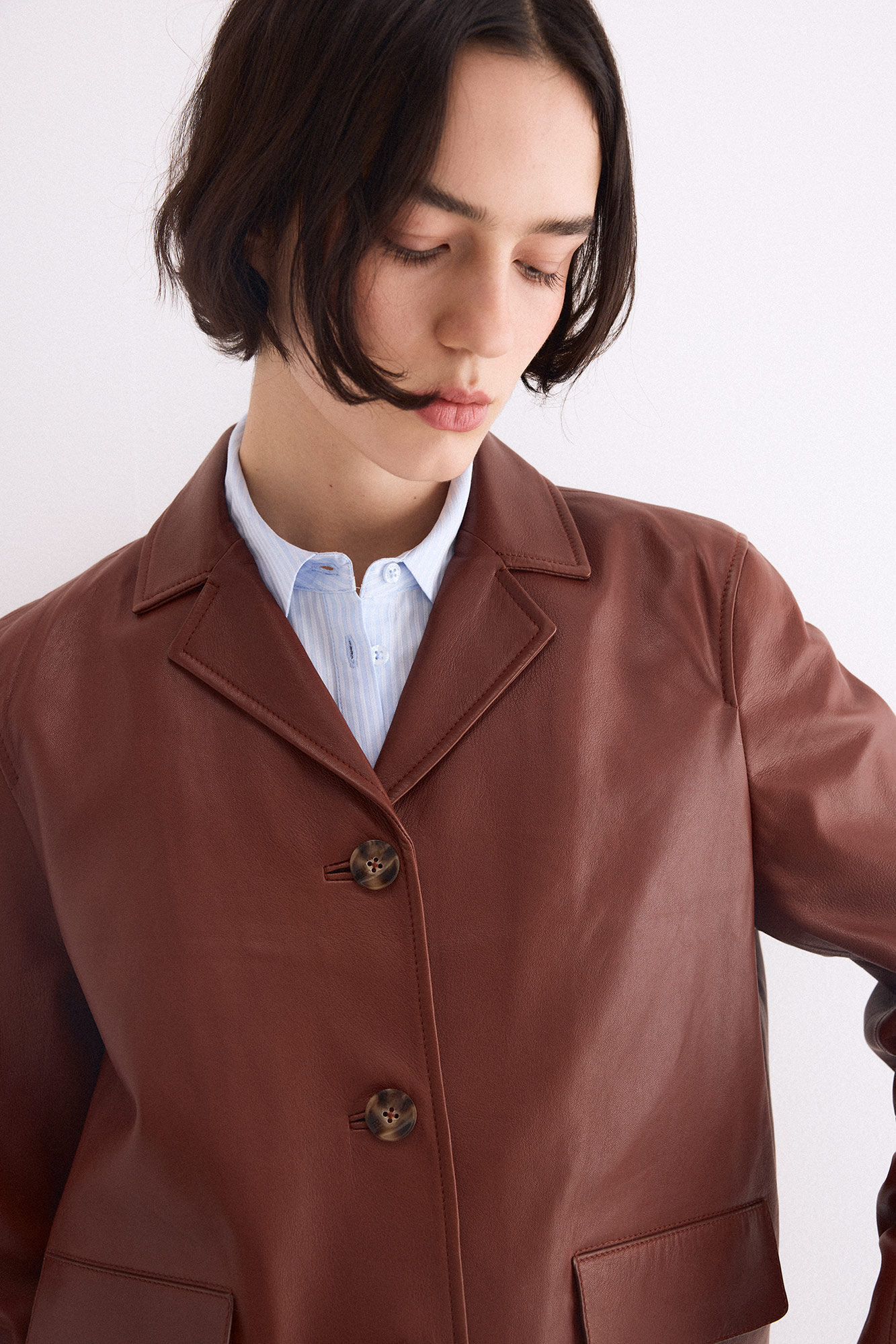 Pedro del Hierro Nappa leather lapel jacket