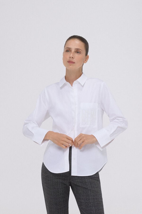 Pedro del Hierro Oversized poplin logo shirt White