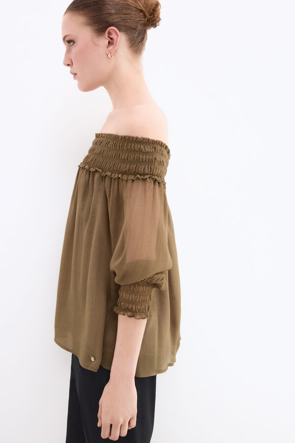 Pedro del Hierro Gummed chiffon blouse Green