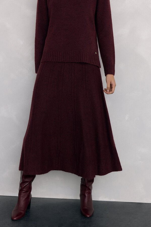 Pedro del Hierro Mottled jersey-knit skirt Burgundy