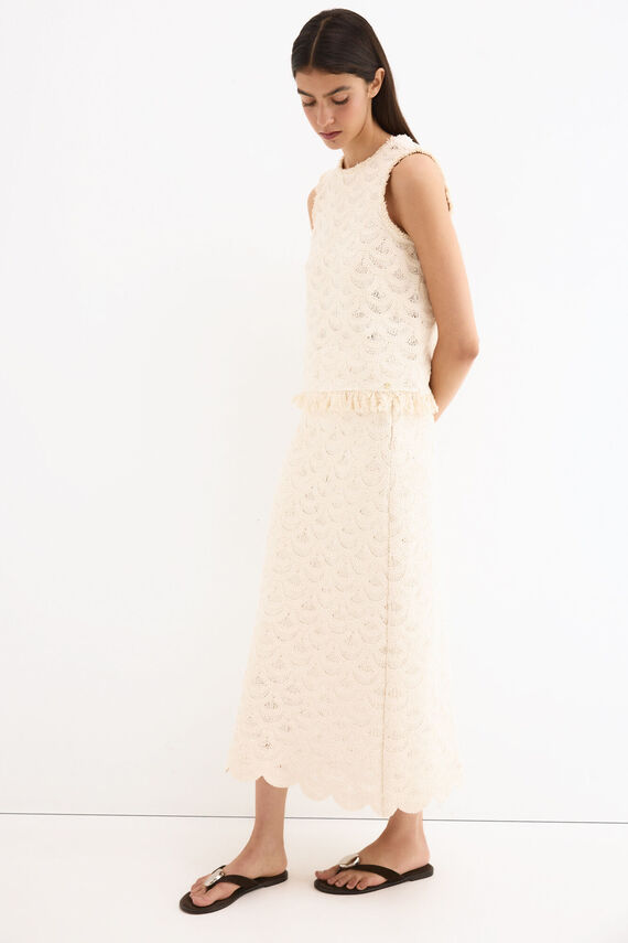 Falda recta midi crochet