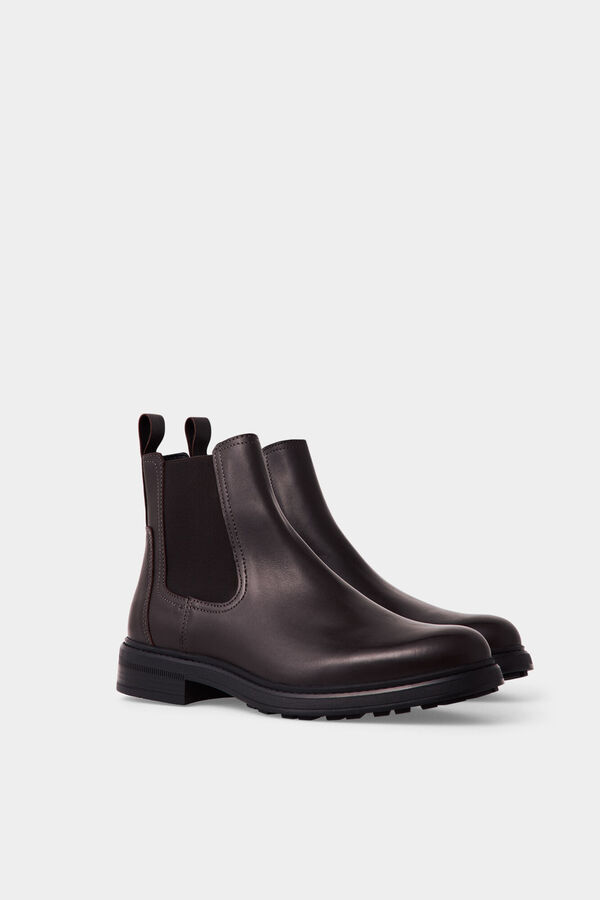 Pedro del Hierro Leather elasticated side ankle boot Brown