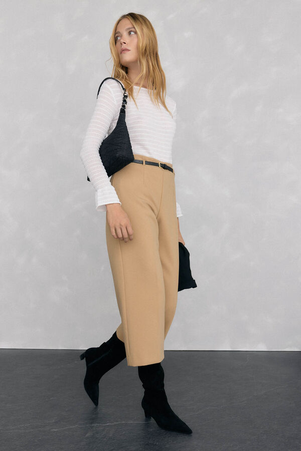 Pedro del Hierro Structured gathered T-shirt Ecru
