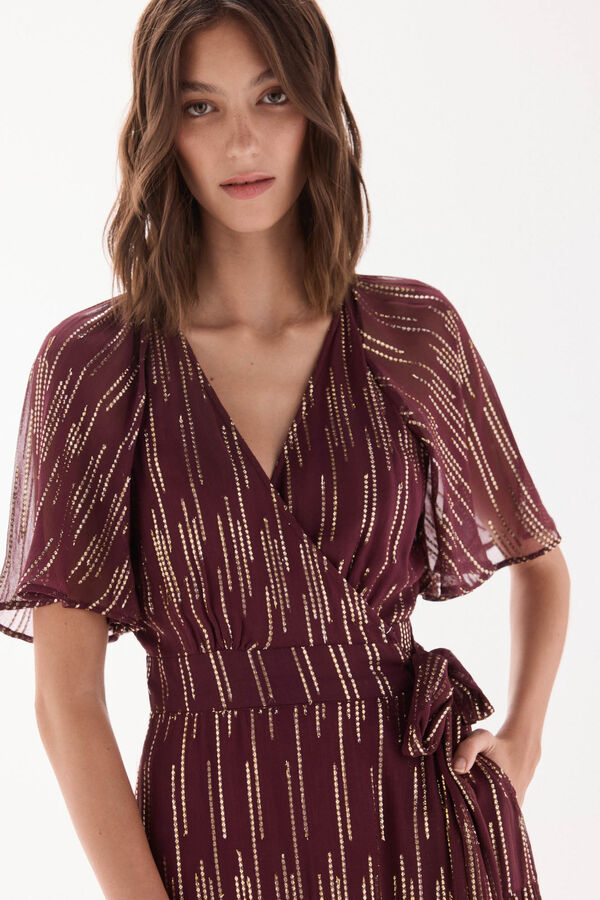 TFP by Tamara Falcó Georgette dress with lurex Burgundy
