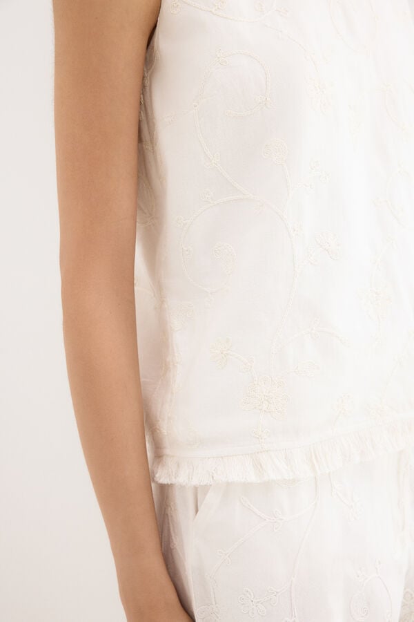 Pedro del Hierro Top bordado Branco