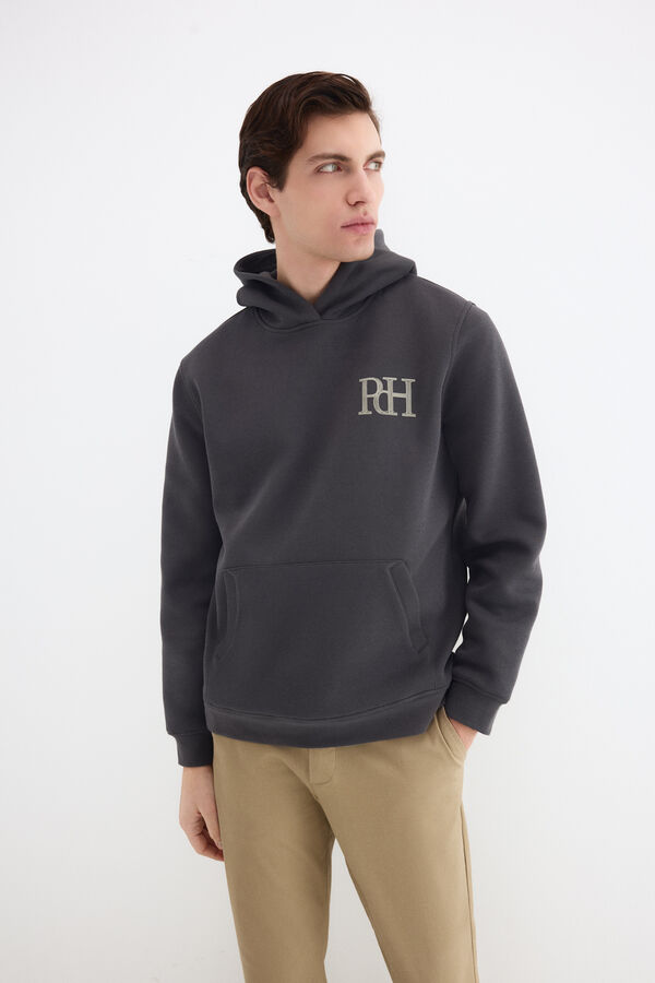 Pedro del Hierro Technical fabric hooded sweatshirt Grey