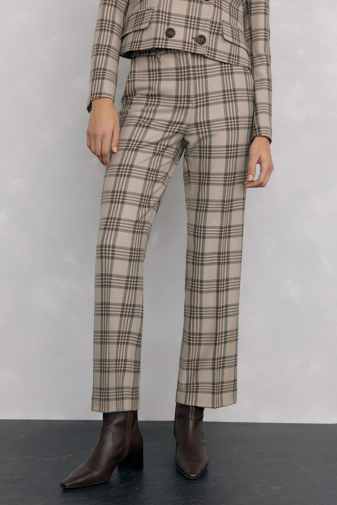 Pedro del Hierro Straight checked trousers