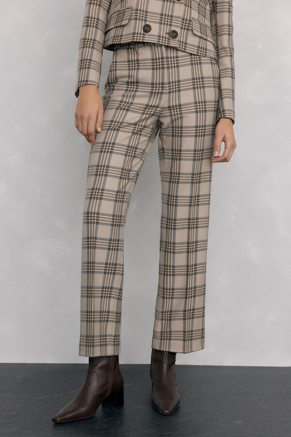 Pedro del Hierro Pantalón recto de cuadros Marrón