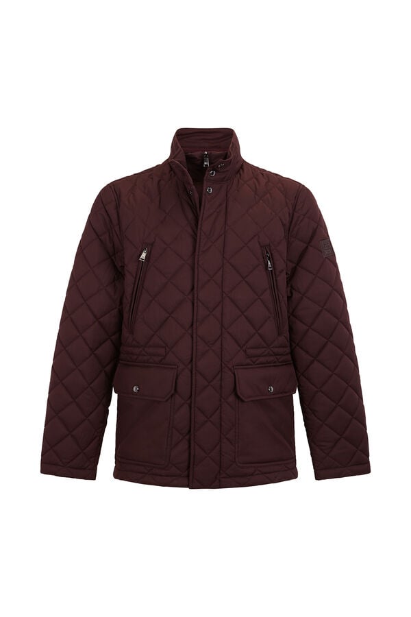Pedro del Hierro Diamond-patterned quilted jacket Burgundy