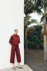 Pedro del Hierro Cal&ccedil;as wide leg cl&aacute;ssicas Bordeaux