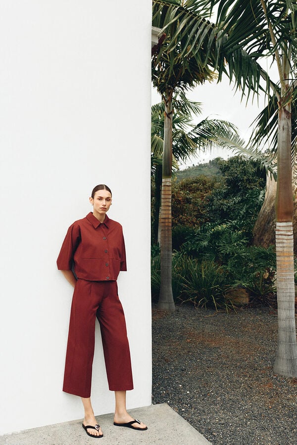 Pedro del Hierro Cal&ccedil;as wide leg cl&aacute;ssicas Bordeaux