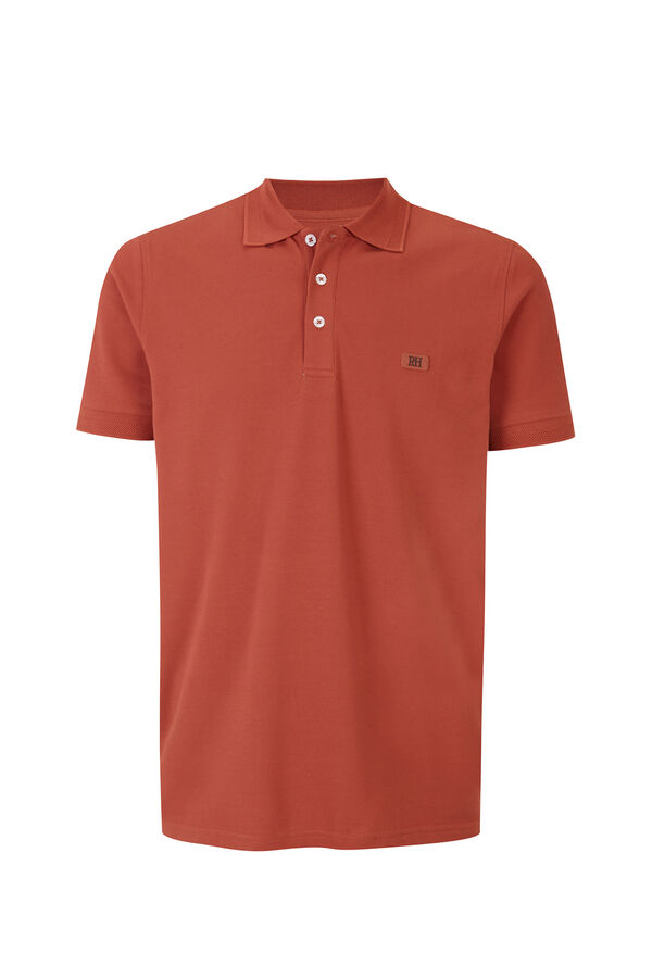 Pedro del Hierro Plain jacquard collar polo shirt Orange