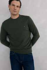 Pedro del Hierro Merino wool and cashmere crew neck sweater Green