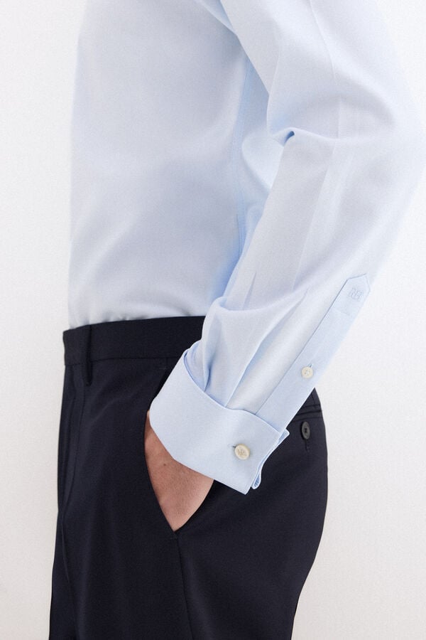 Pedro del Hierro Non-iron stain-resistant French cuff shirt Blue