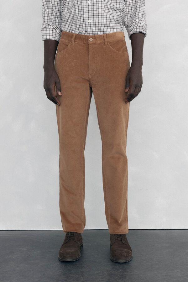 Pedro del Hierro Calças de veludo slim fit com 5 bolsos Marrom