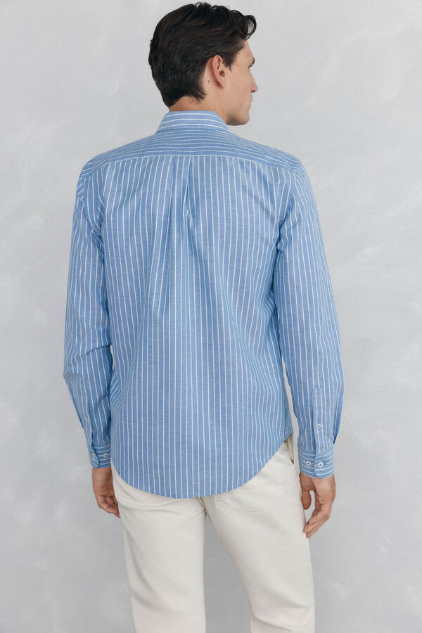 Pedro del Hierro Non iron oxford striped shirt Blue