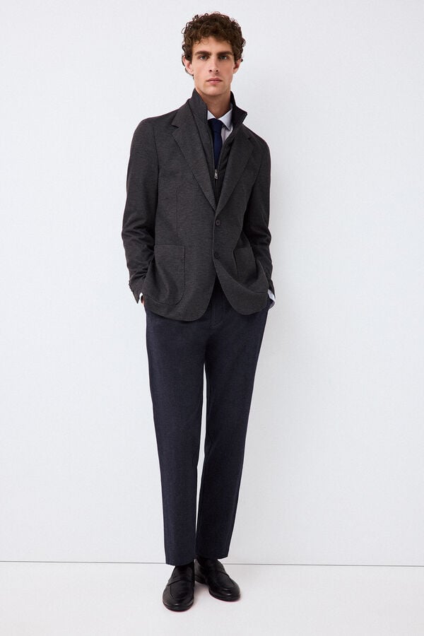 Pedro del Hierro Knit jacket with removable lining Grey