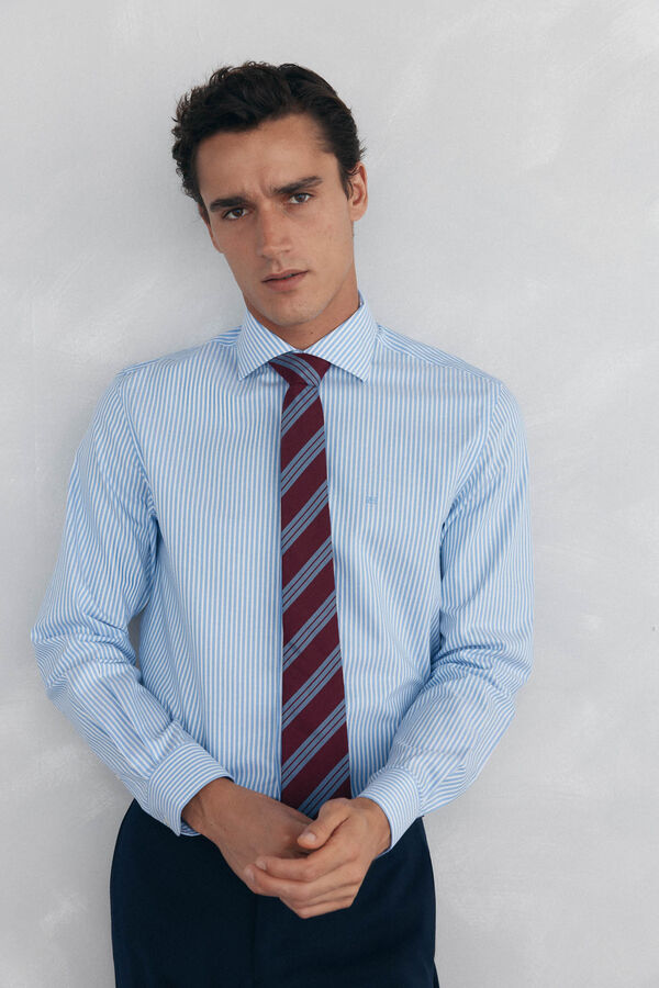Pedro del Hierro Striped dress shirt, non-iron + anti-stain Blue