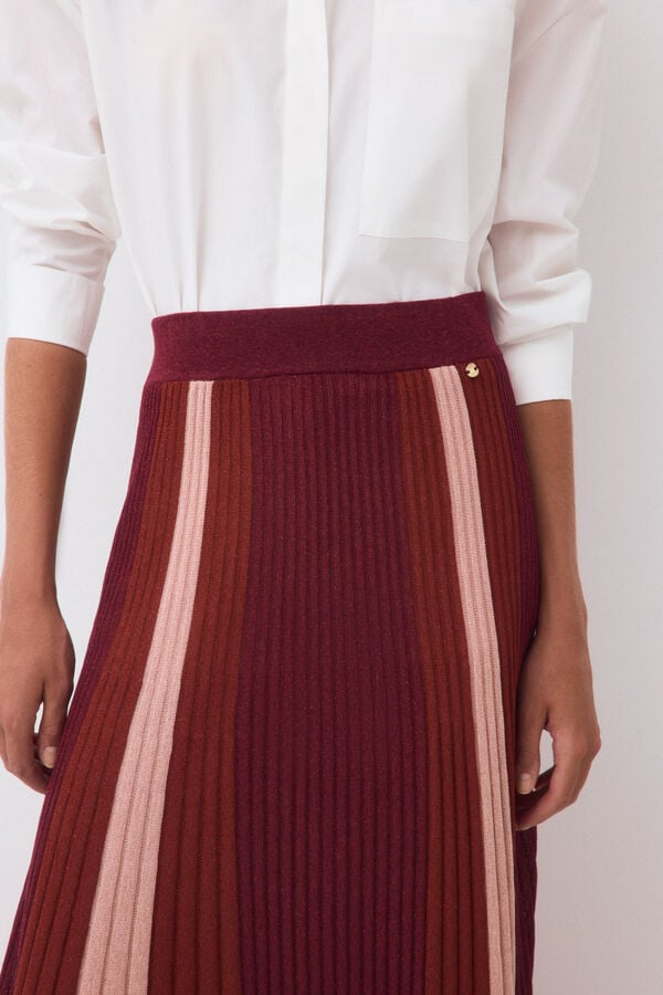 Pedro del Hierro Saia de malha plissada lurex tricolor Bordeaux