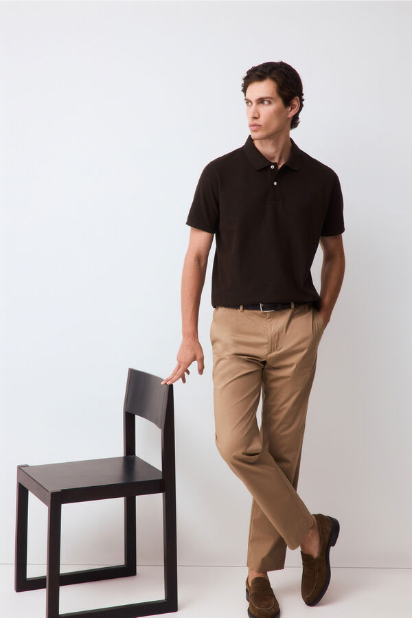 Pedro del Hierro Piqu&eacute; basic polo shirt Brown