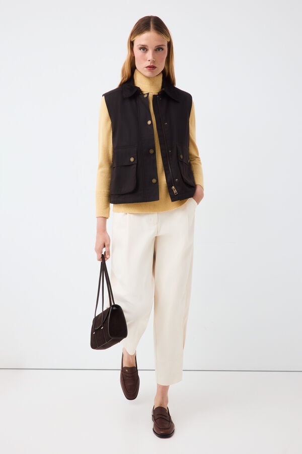 Pedro del Hierro Waxed short gilet Brown