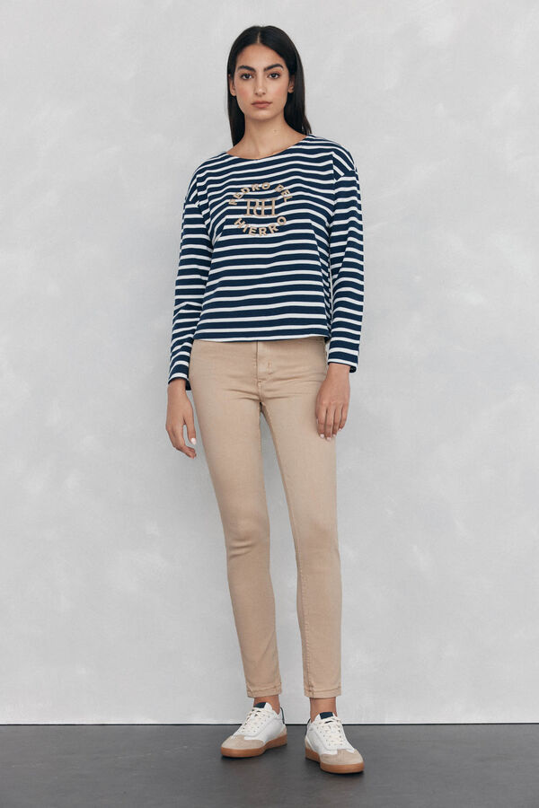 Pedro del Hierro Embroidered striped sweatshirt Blue