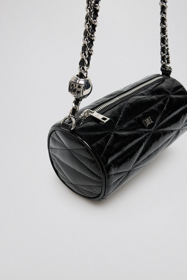 Pedro del Hierro Quilted leather baguette bag Black