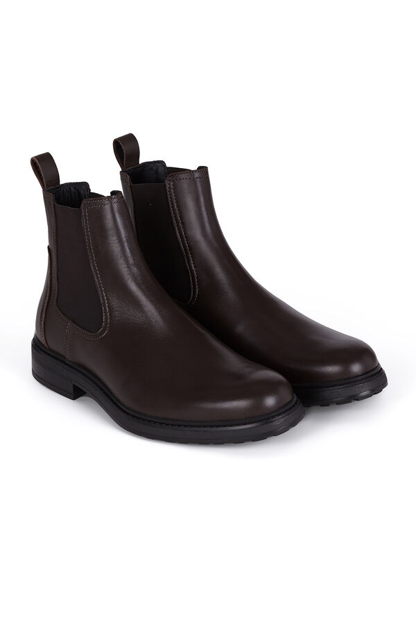 Pedro del Hierro Leather elasticated side ankle boot Brown