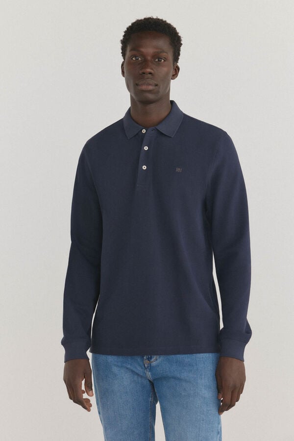 Pedro del Hierro Essential long-sleeved polo shirt Blue