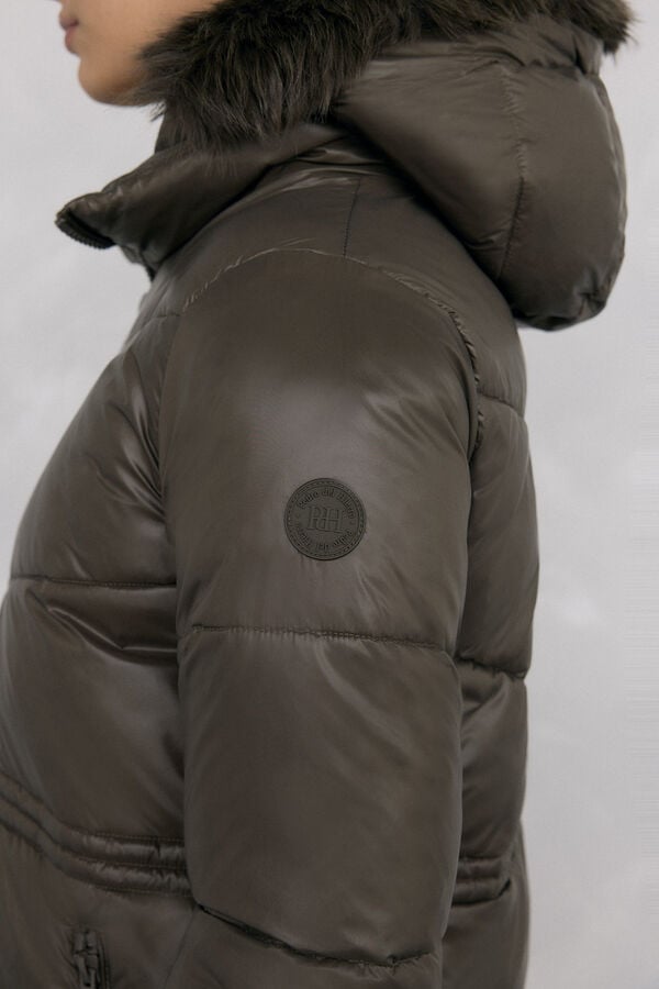 Pedro del Hierro Long hooded parka Grey