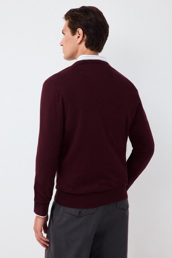 Pedro del Hierro Premium cotton silk cashmere knit jumper Burgundy