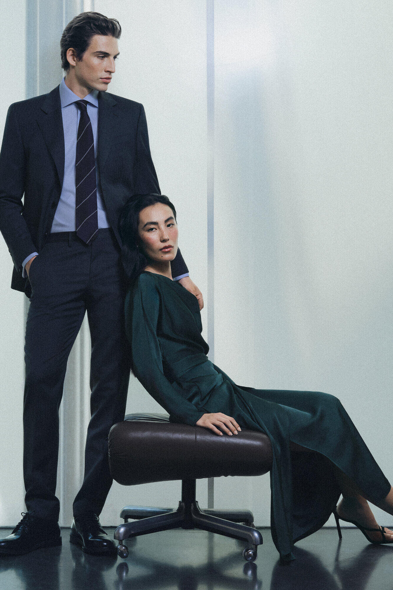 Pedro del Hierro Herringbone high-waisted slim fit tailored trousers