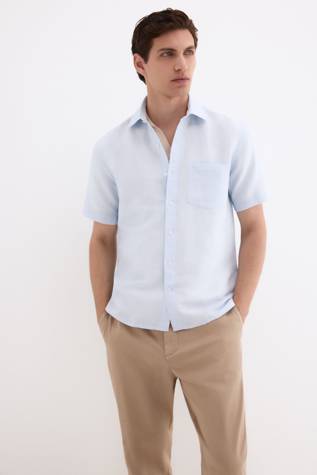 Pedro del Hierro Linen cotton plain shirt