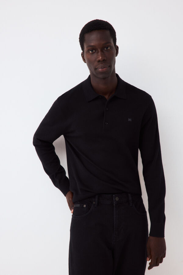 Pedro del Hierro Premium cotton silk cashmere knit jumper Black