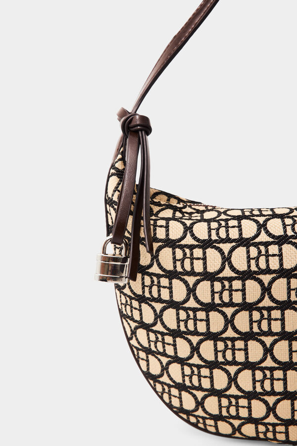 Pedro del Hierro Logo half-moon handbag Beige