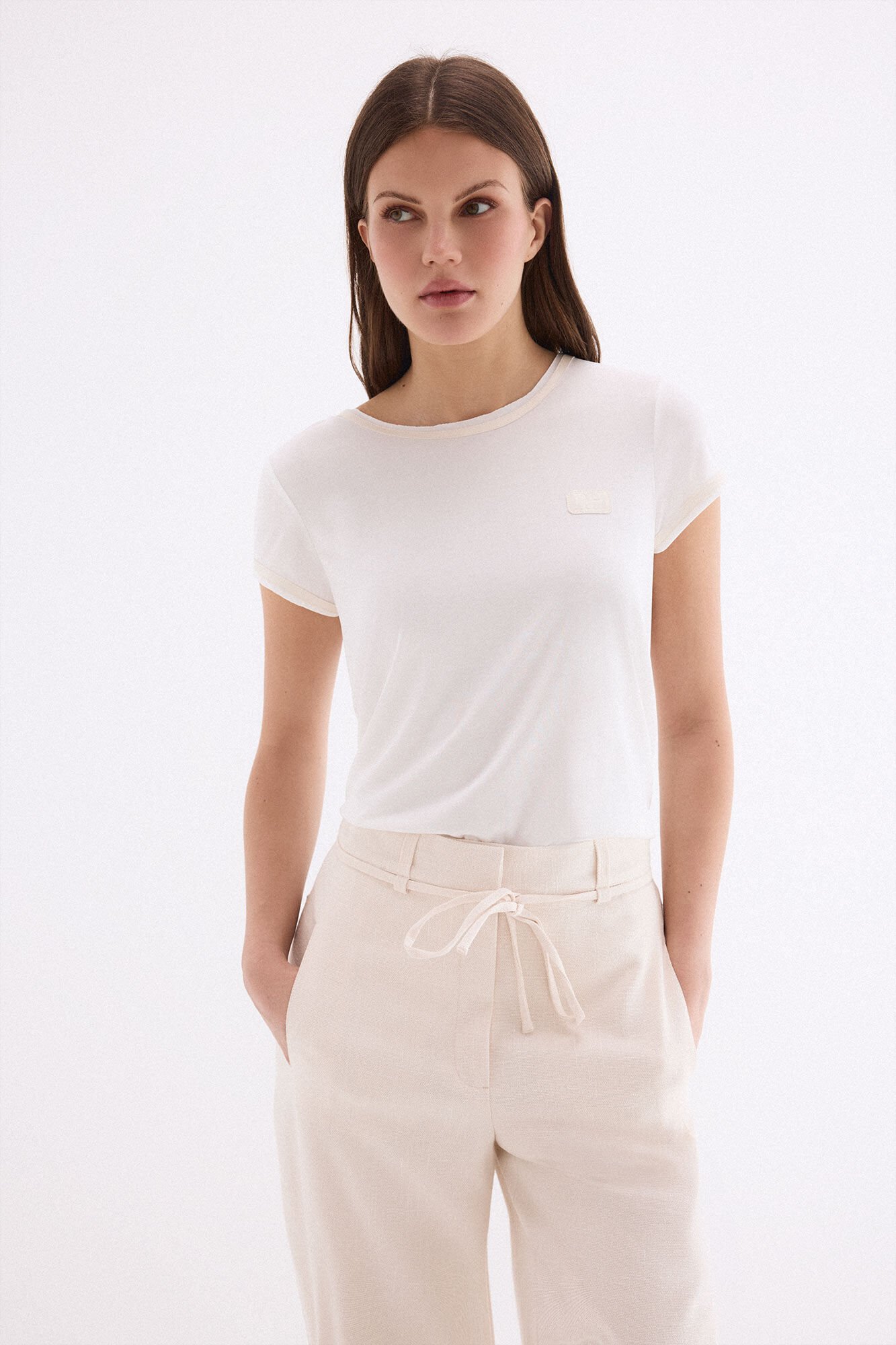 Pedro del Hierro T-shirt with faux leather details