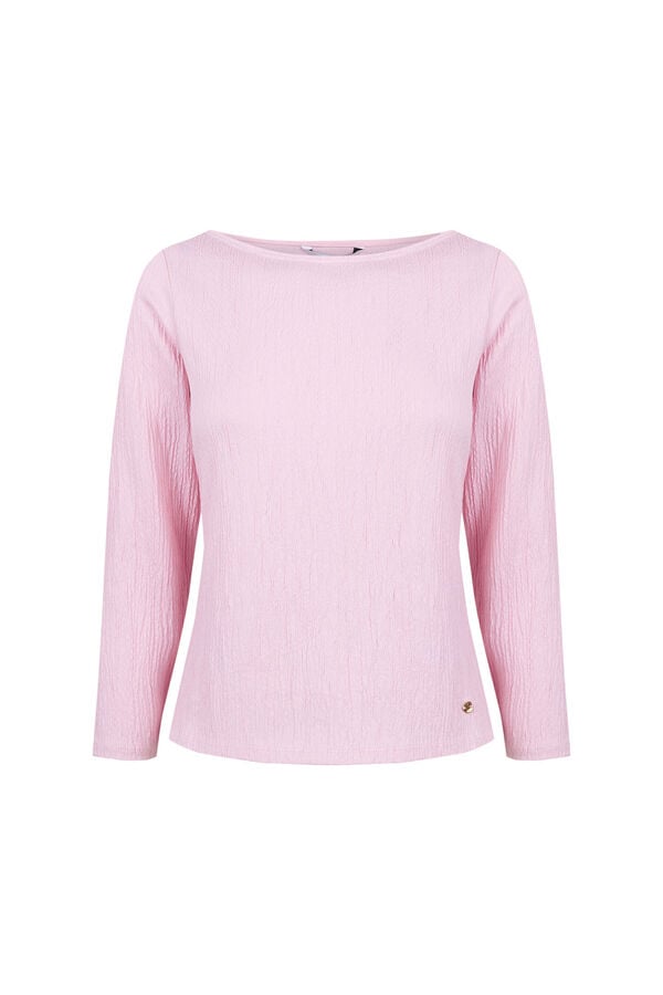 Pedro del Hierro Crinkled boat neck top Pink