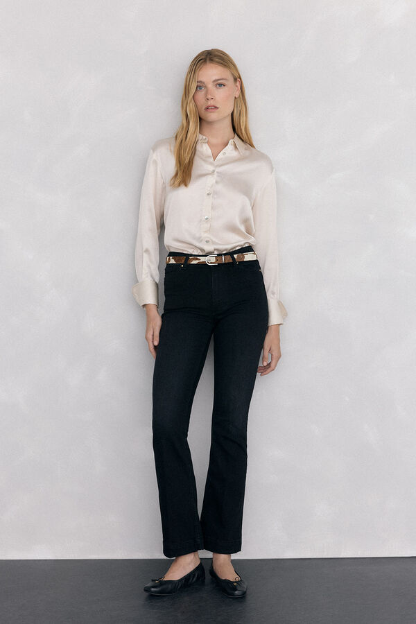 Pedro del Hierro Camisa satén lisa Beige