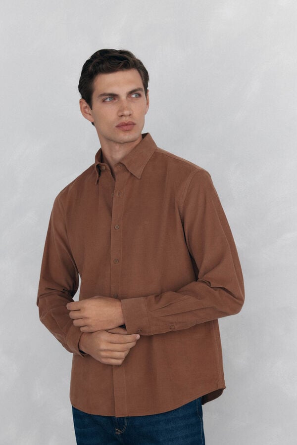 Pedro del Hierro Camisa pana soft Marrón