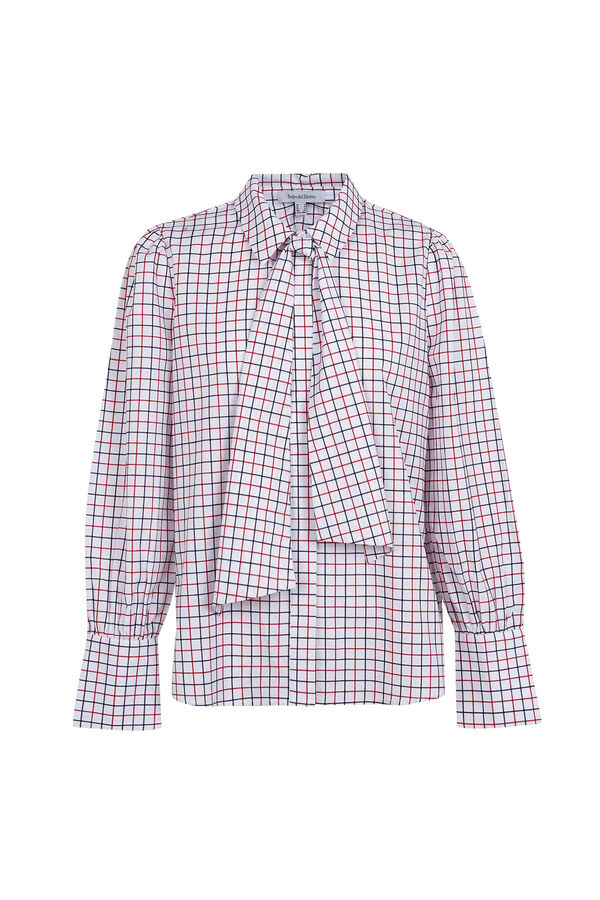 Pedro del Hierro Plaid tie blouse Red