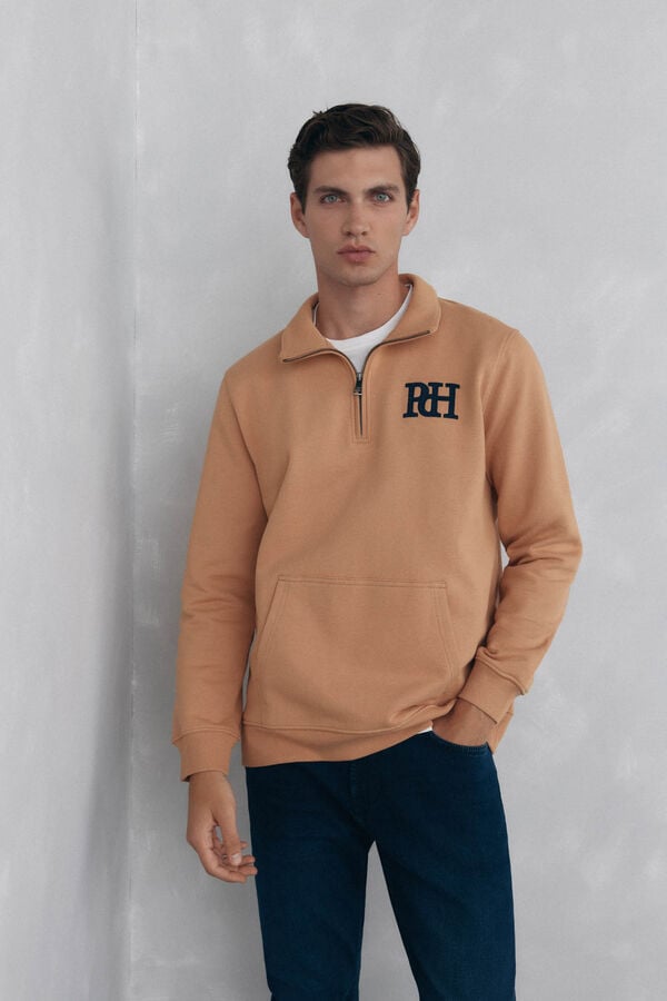 Pedro del Hierro Vespa neck sweatshirt Brown