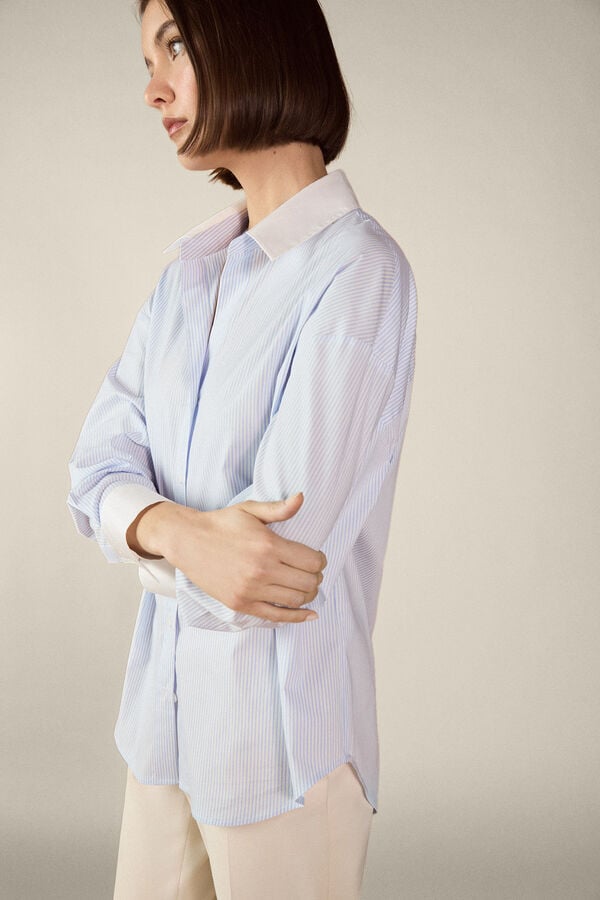 TFP by Tamara Falc&oacute; Poplin combined shirt Blue