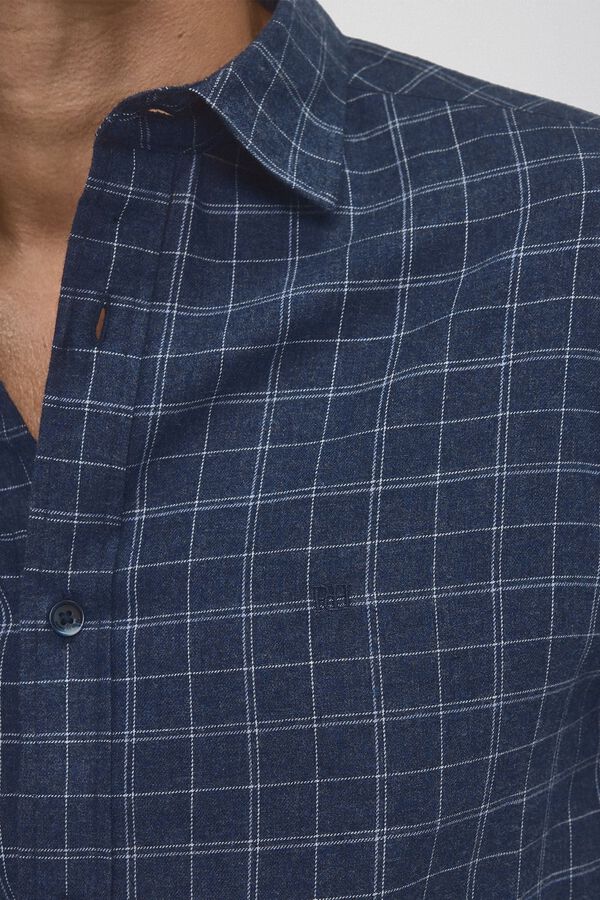 Pedro del Hierro Camisa twill cuadros cashmere touch Azul
