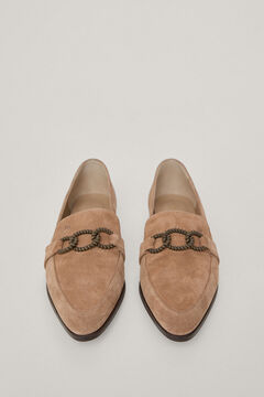 Pedro del Hierro Suede loafer with chain Beige
