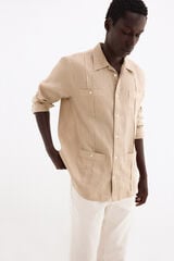 Pedro del Hierro Linen Guayabera shirt Beige
