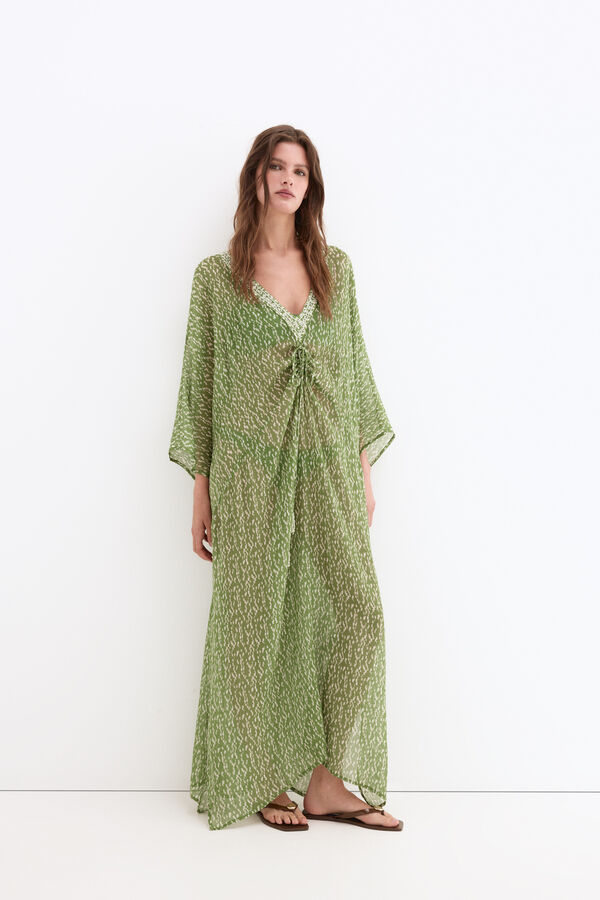Pedro del Hierro Printed kaftan Green