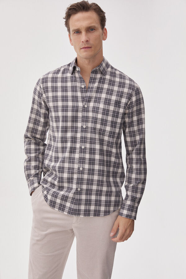Pedro del Hierro Checked Tencel Modal shirt Grey